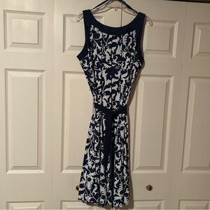 Navy and White Sleeveless Dress